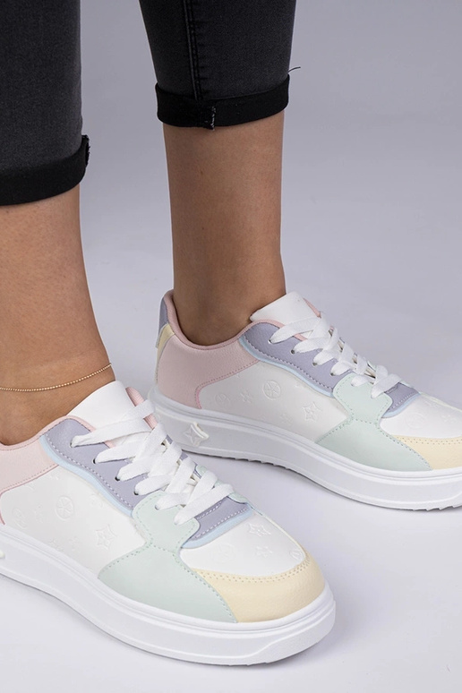 Biele-modré športové tenisky z umelej...