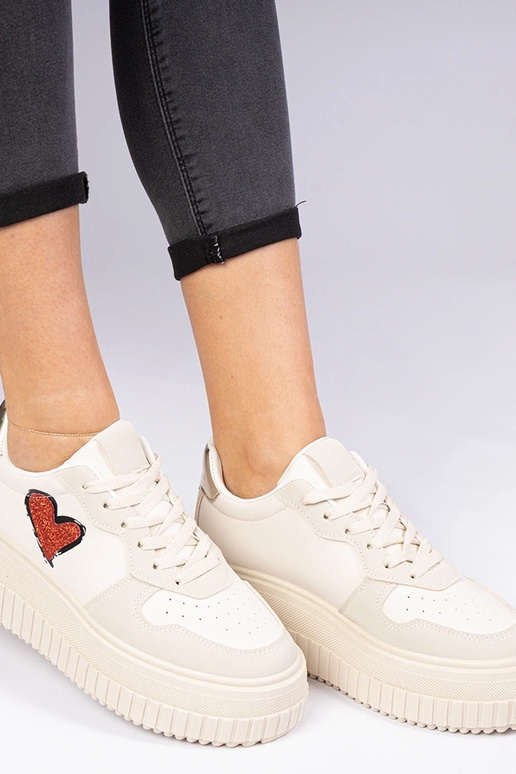 Bežové dámske tenisky s trblietavým...