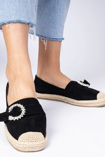 Čierne espadrily zdobené kryštálmi Maruta