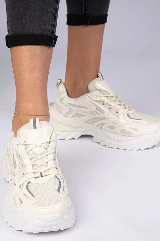 Béžové sneakersy športové na masívnej...