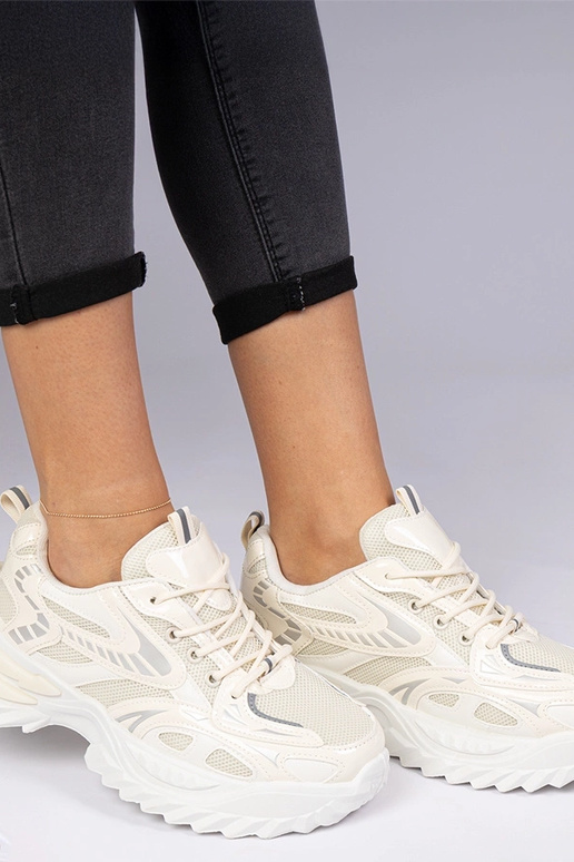 Béžové sneakersy športové na masívnej...