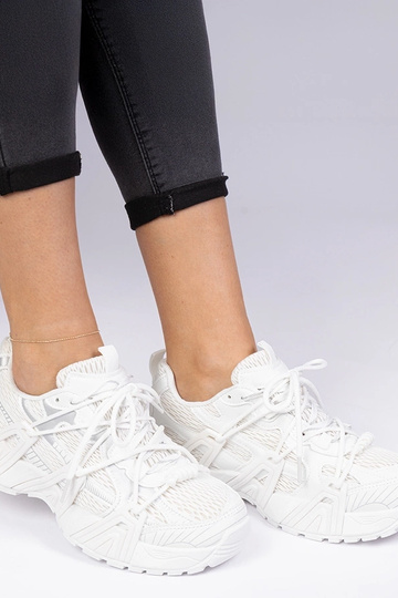 Biele sneakersy štýlové na masívnej podrážke Lukaro 2