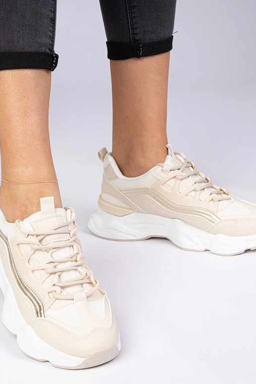 Béžové dámske sneakersy so zlatým...
