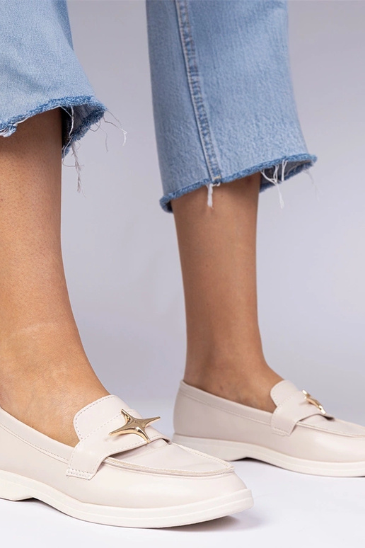 Béžové dámske mokasíny so zlatou...