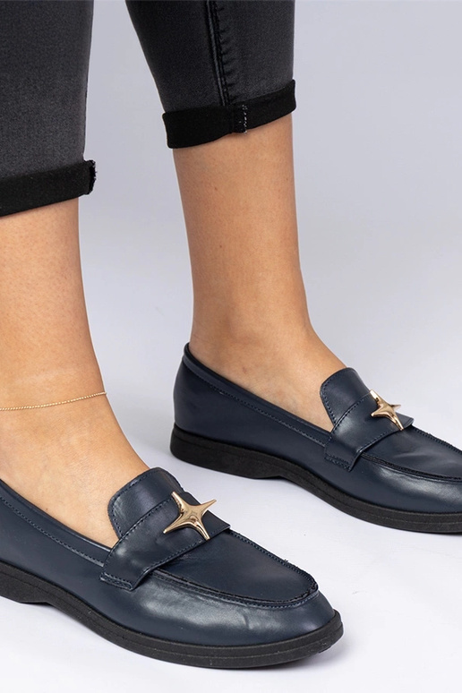 Námornícke dámske mokasíny so zlatou...