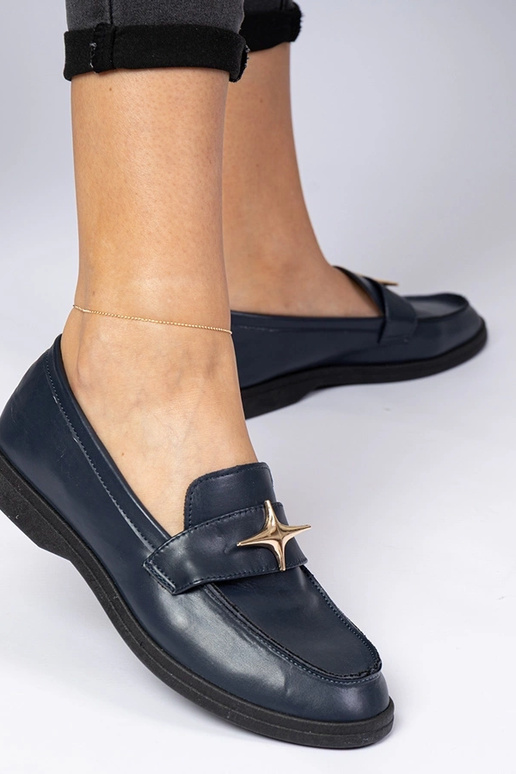 Námornícke dámske mokasíny so zlatou...