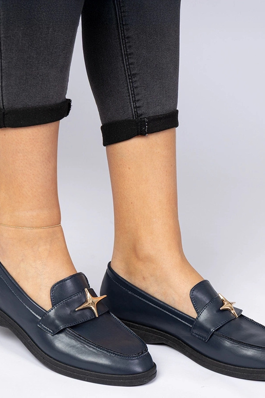 Námornícke dámske mokasíny so zlatou...