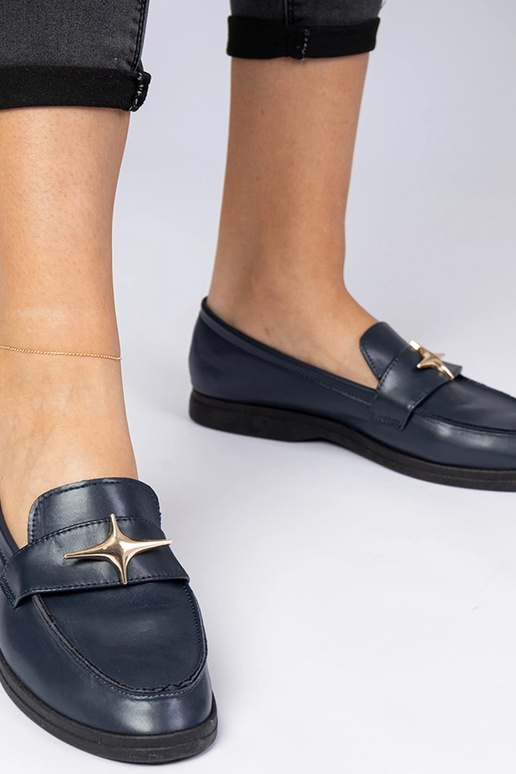 Námornícke dámske mokasíny so zlatou...