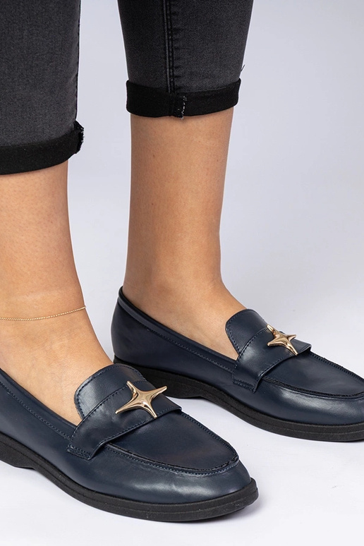 Námornícke dámske mokasíny so zlatou...