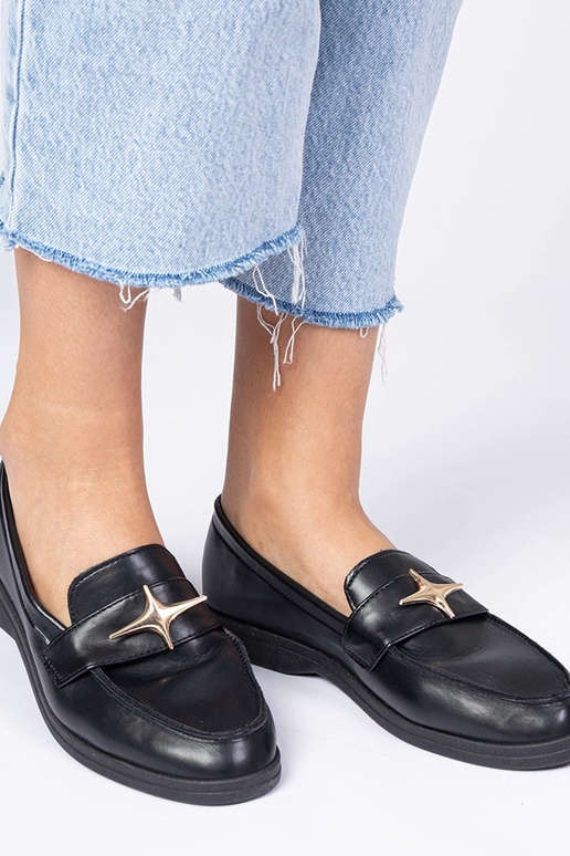 Čierne dámske mokasíny so zlatou...