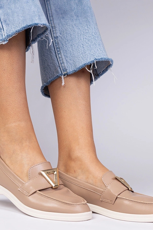 Tmavobéžové dámske mokasíny s...