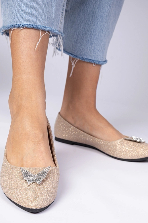 Šampanské dámske balerínky s...