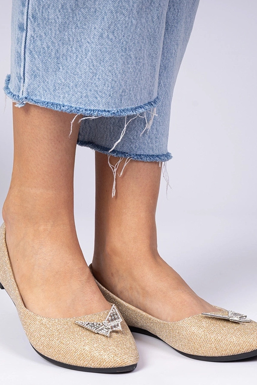Zlaté dámske balerínky s trblietkami...
