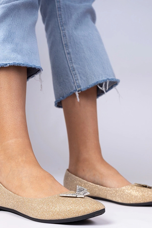Zlaté dámske balerínky s trblietkami...