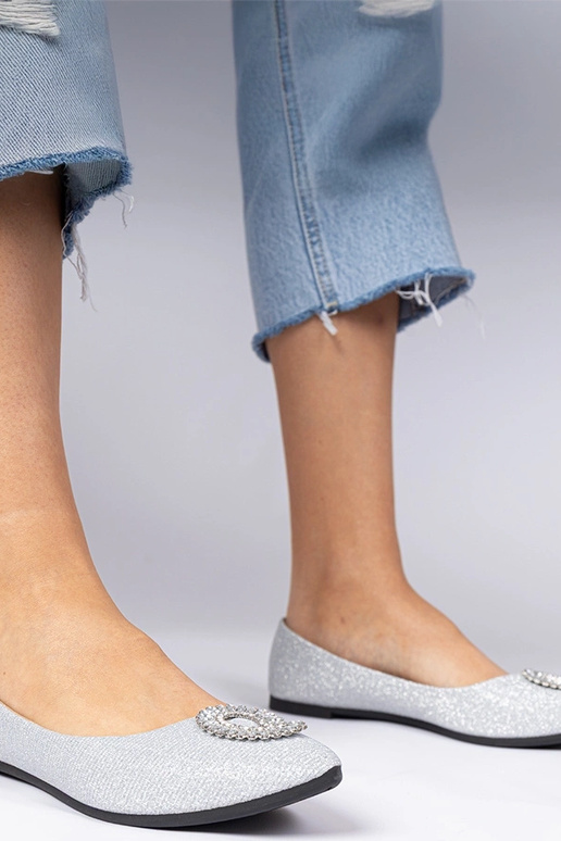 Strieborné dámske balerínky s...