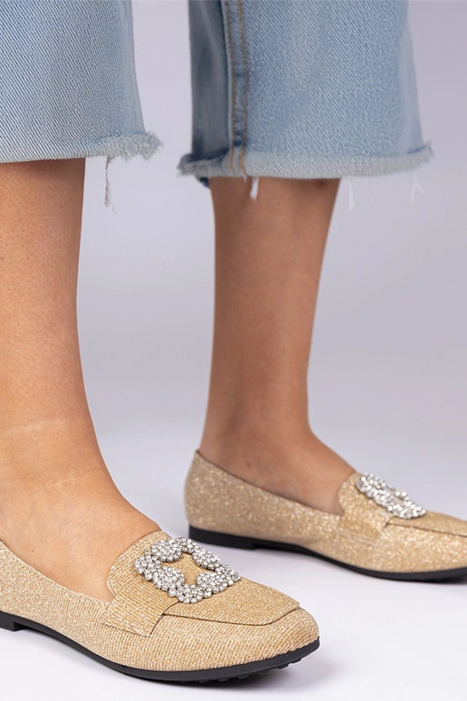 Zlaté trblietavé mokasíny s...