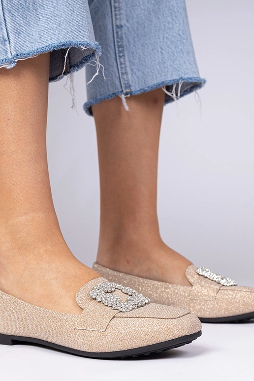 Šampanské trblietavé mokasíny s...