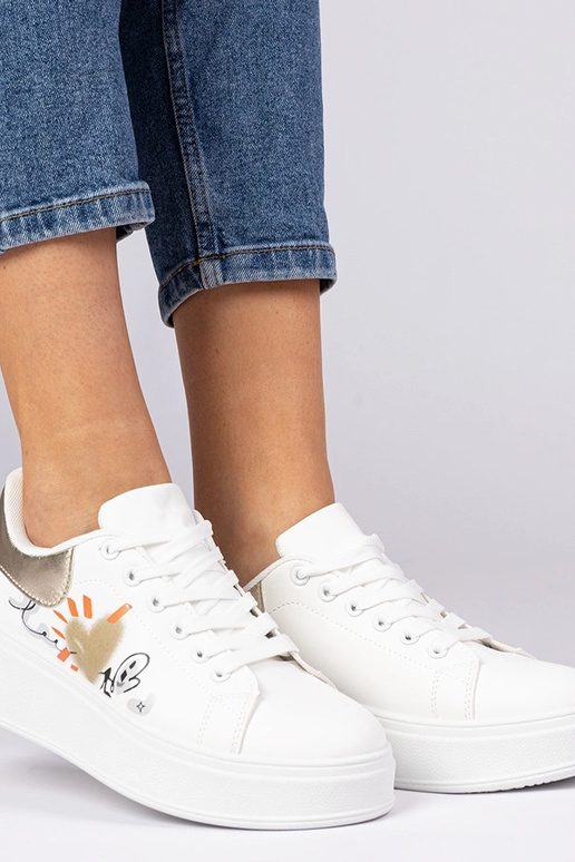 Bielo-zlaté dámske športové tenisky s...