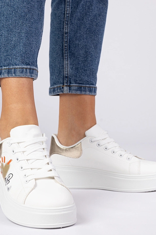 Bielo-zlaté dámske športové tenisky s...