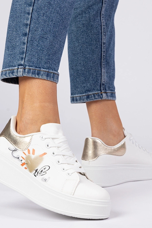 Bielo-zlaté dámske športové tenisky s...