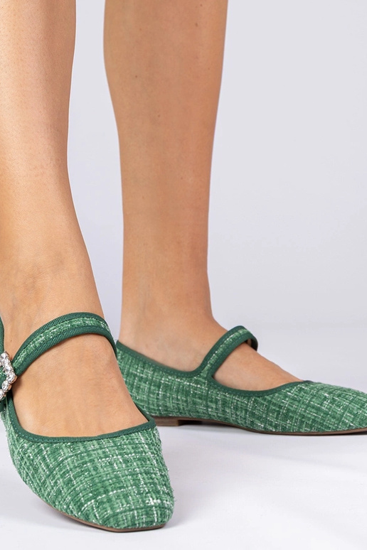 Zelené dámske balerínky s prackou a...
