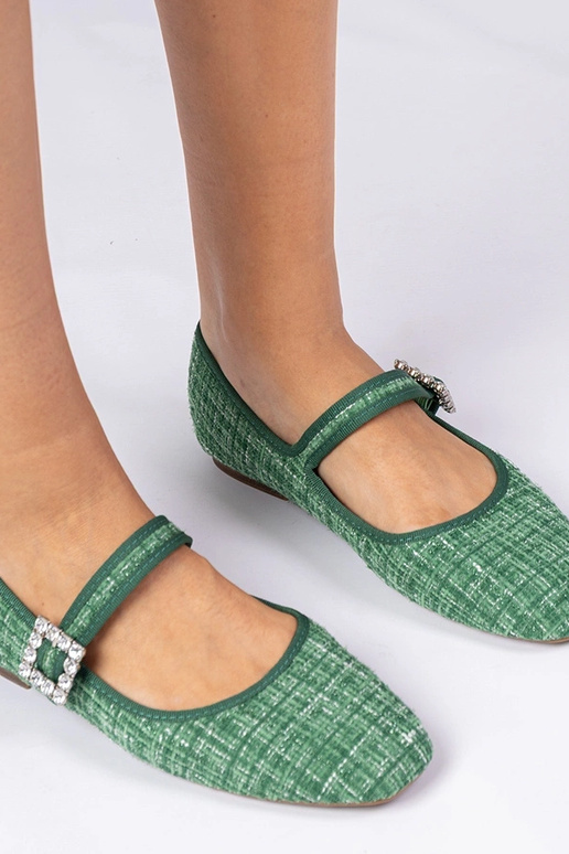 Zelené dámske balerínky s prackou a...