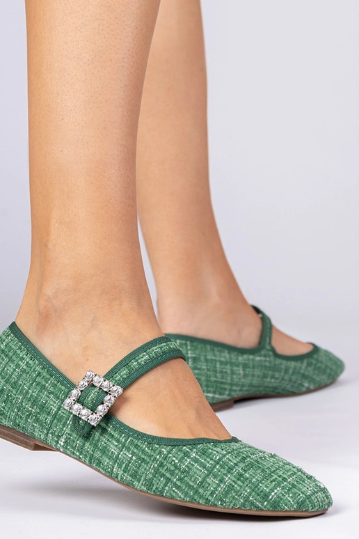 Zelené dámske balerínky s prackou a...