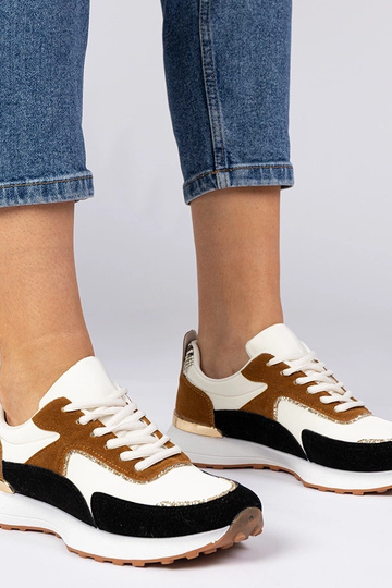 Bielo-čierne dámske sneakersy s trblietkami Elizar