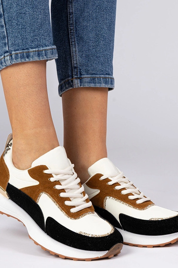 Bielo-čierne dámske sneakersy s trblietkami Elizar 2