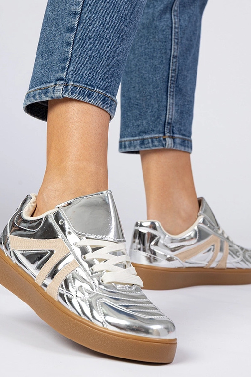Strieborné dámske lakované tenisky Keyla
