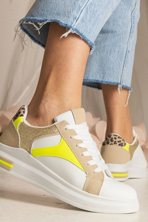 Biele dámske tenisky s trblietkami a...