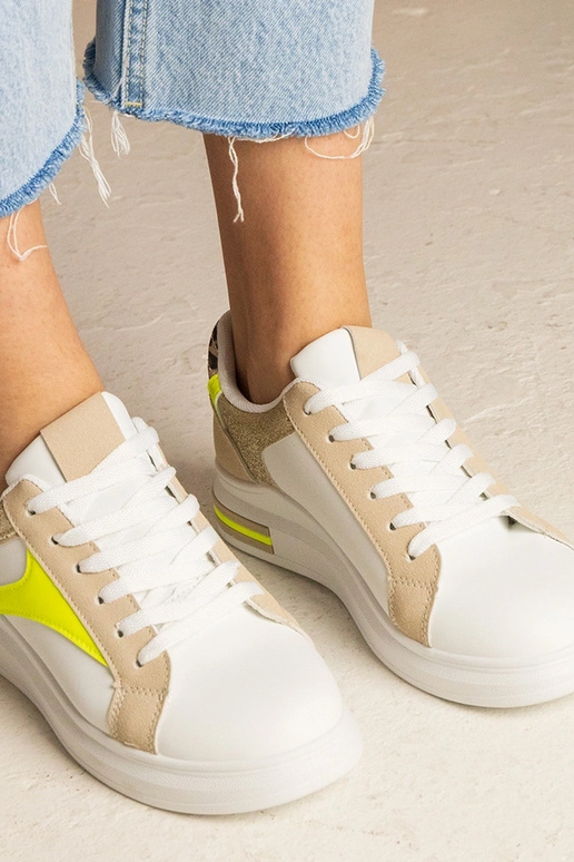 Biele dámske tenisky s trblietkami a...