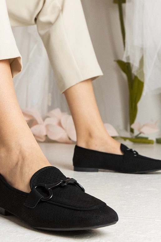 Čierne dámske ažúrové mokasíny s...