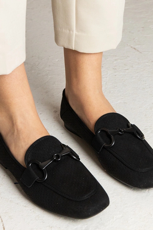 Čierne dámske ažúrové mokasíny s...