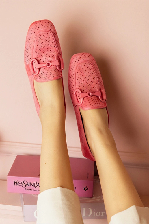 Ružové dámske ažúrové mokasíny s...