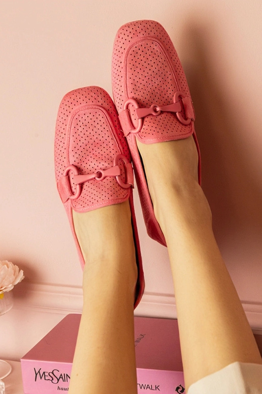 Ružové dámske ažúrové mokasíny s...