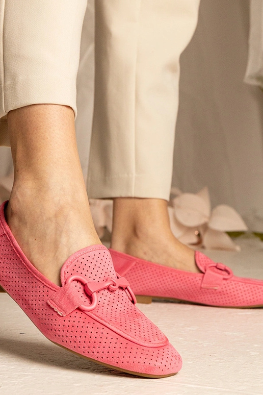 Ružové dámske ažúrové mokasíny s...