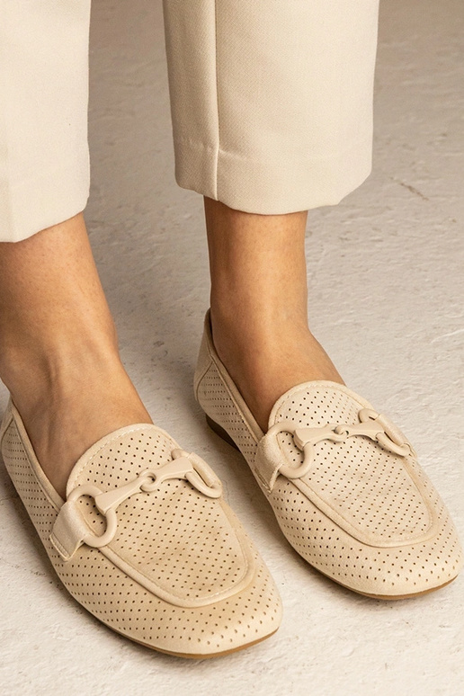 Béžové dámske ažúrové mokasíny s...