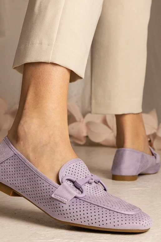 Fialové dámske ažúrové mokasíny s...