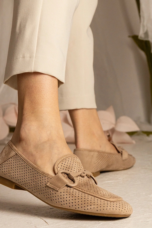 Hnedé dámske ažúrové mokasíny s...