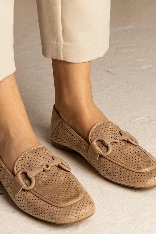 Hnedé dámske ažúrové mokasíny s...