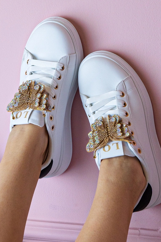 Bielo-čierne tenisky s motýlikom a...