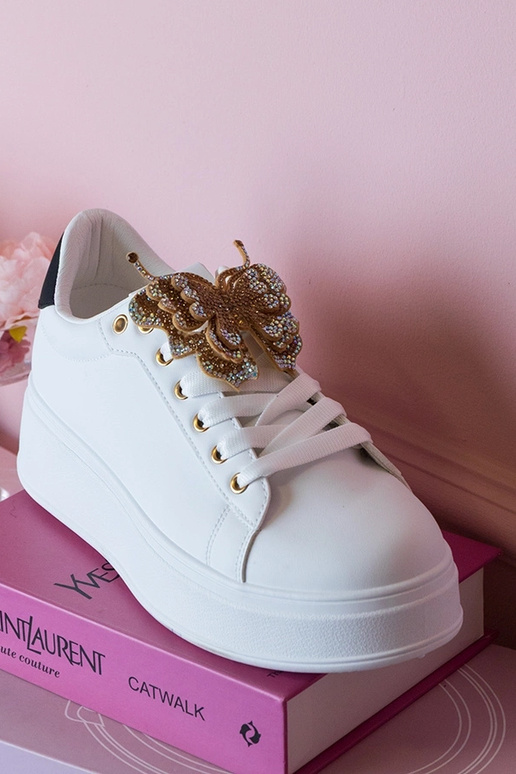 Bielo-čierne tenisky s motýlikom a...