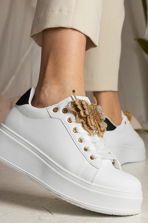 Bielo-čierne tenisky s motýlikom a...