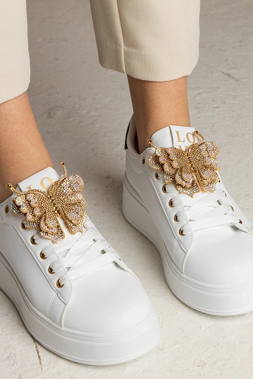 Bielo-čierne tenisky s motýlikom a...