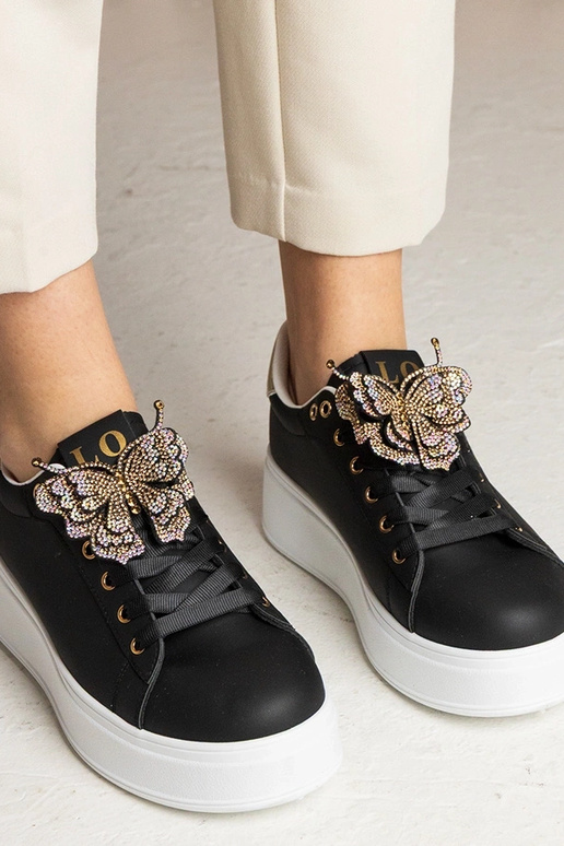 Čierne tenisky s motýlikom a zirkónmi...