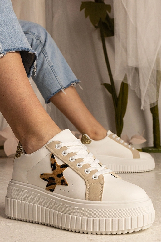 Bielo-béžové tenisky zdobené...