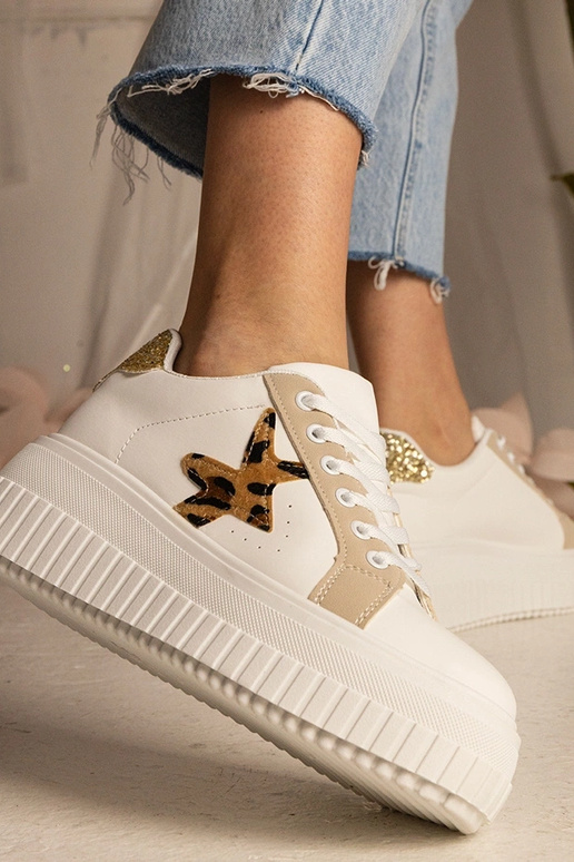 Bielo-béžové tenisky zdobené...