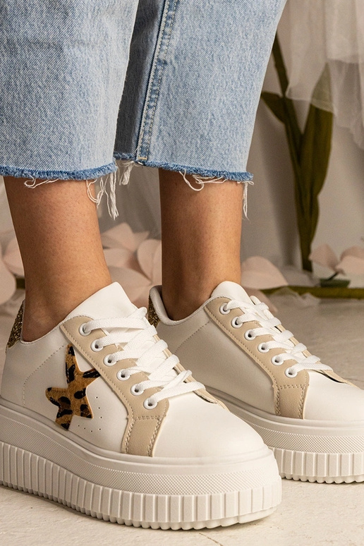 Bielo-béžové tenisky zdobené...