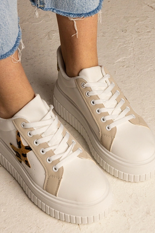 Bielo-béžové tenisky zdobené...